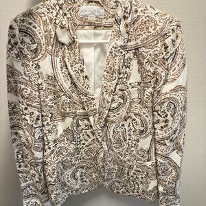 Calvin Klein Women's Blazer - Brown and Cream Paisley